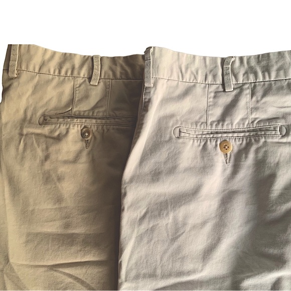 2 Pair of Peter Millar Pilot Twill Shorts in Stone & Khaki. Classic Fit. Size 38 - Picture 6 of 11